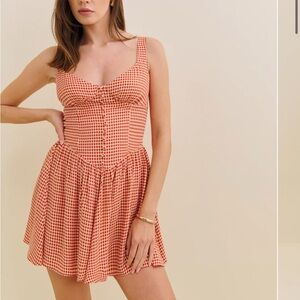 Reformation Red Gingham Mini Dress